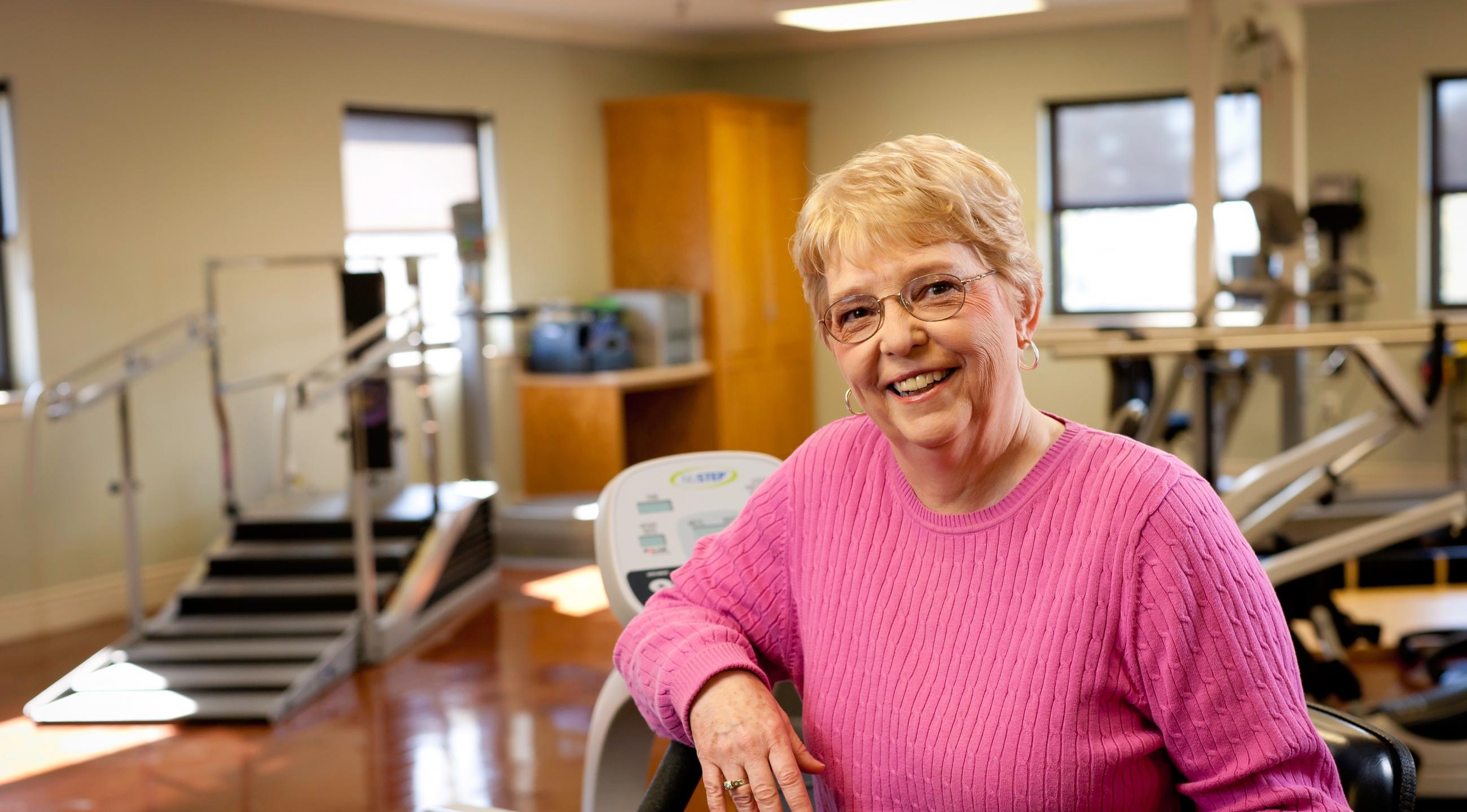 Joann in the rehab gym. 