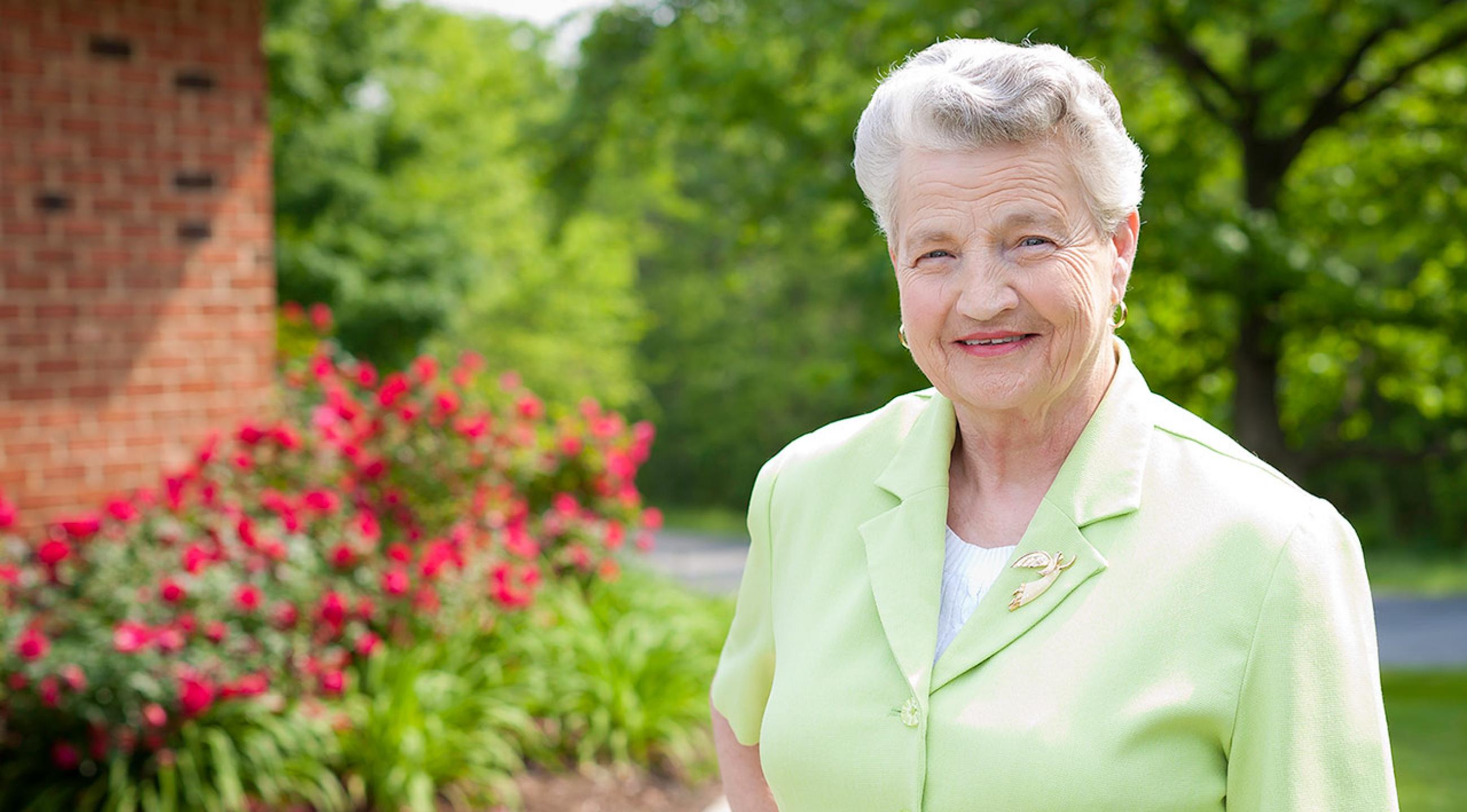 Betty enjoying the grounds outside of Appomattox Health & Rehabilitation Center