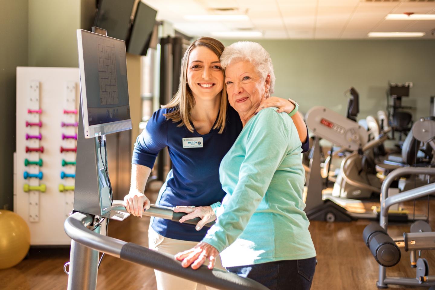 Doris Ross with a LifeWorks Rehab therapist