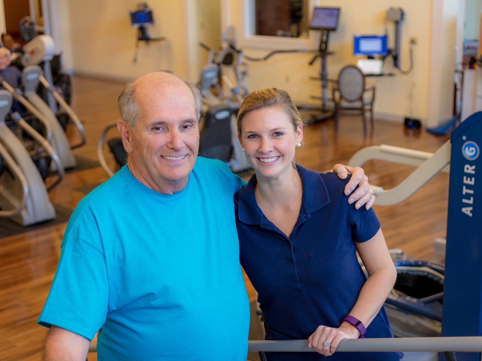 Howard after exercising with therapist