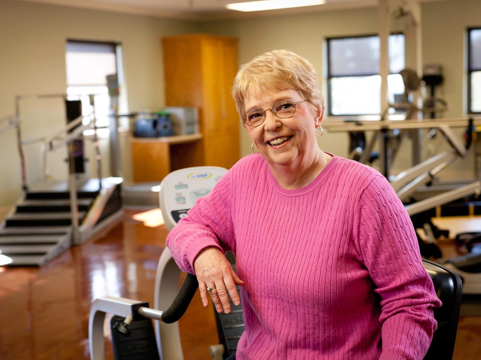 Joann in the rehab gym. 