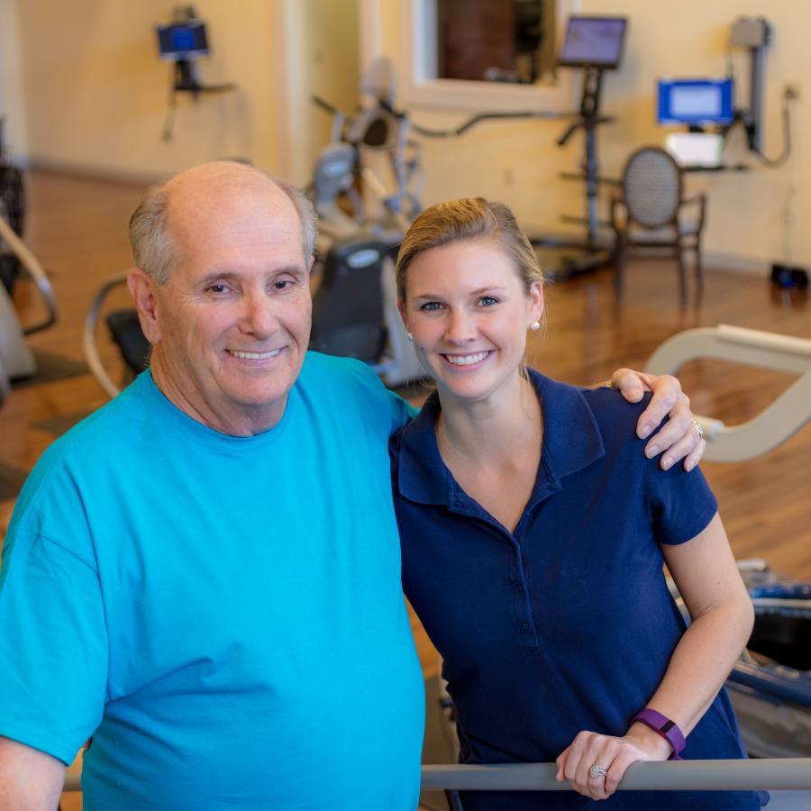 Howard after exercising with therapist