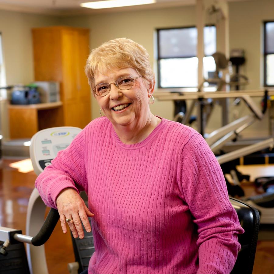 Joann in the rehab gym. 