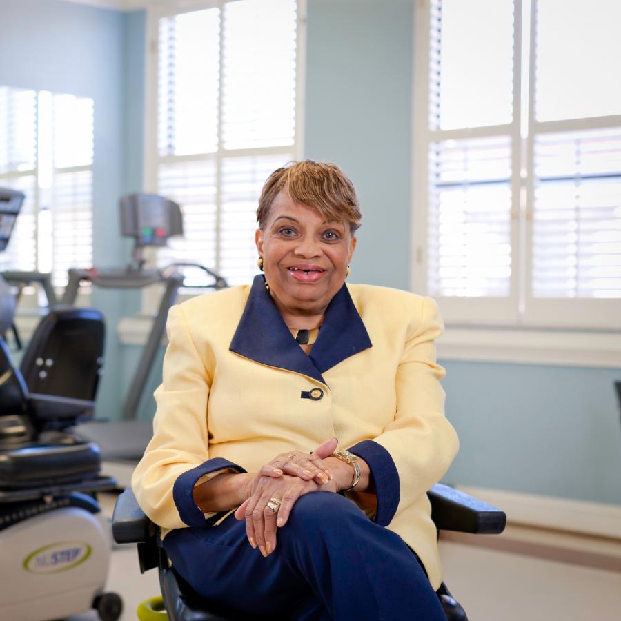 Gertrude in our LifeWorks Rehab gym