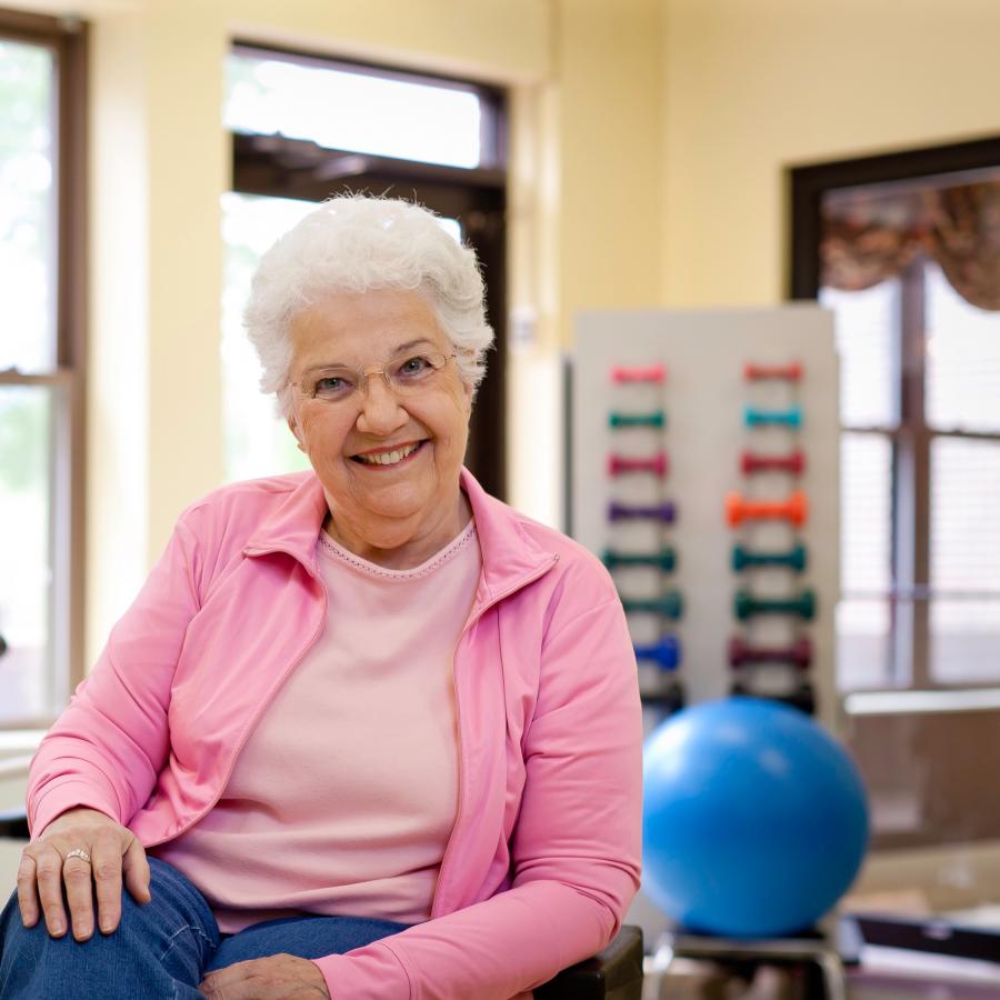 Mary in our LifeWorks Rehab gym