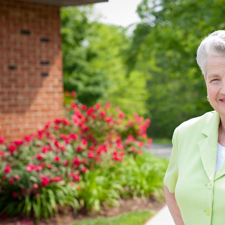 Betty enjoying the grounds outside of Appomattox Health & Rehabilitation Center