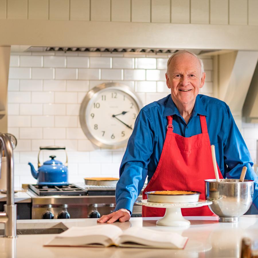BJ doing what he loves to do - bake cakes.